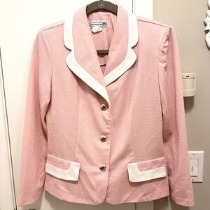 Vintage Pablo Collection Textured Pink & White Blazer Jacket 10P Petite 3-button